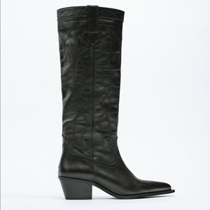 Bottes Cowboy En Cuir Noires Zara Taille UK5 EUR38 US7.5 Réf